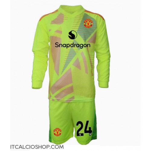 Manchester United Andre Onana #24 Portiere Seconda Maglia Bambino 2024-25 Manica Lunga (+ Pantaloni corti)